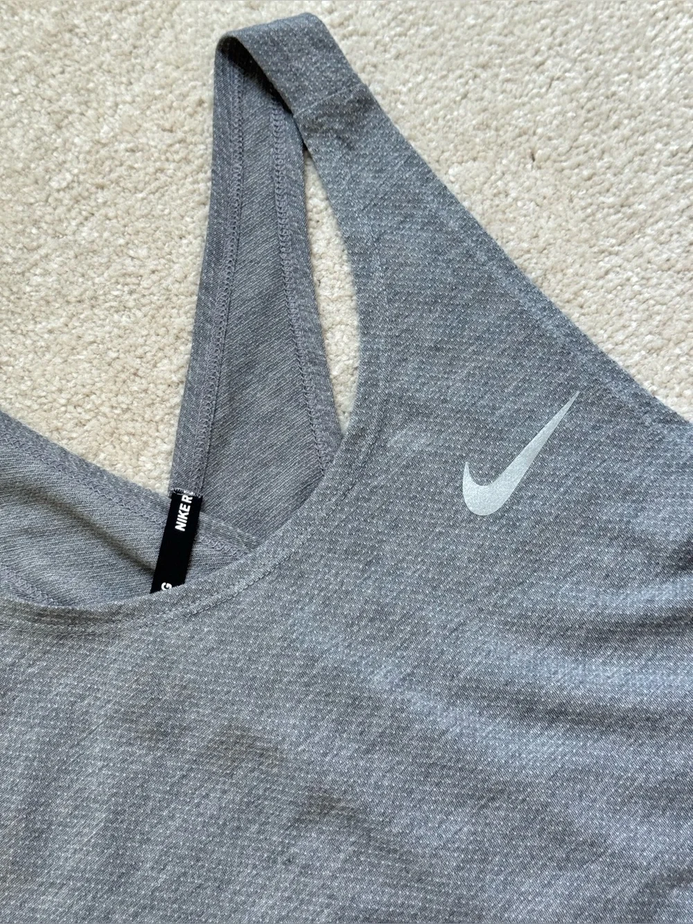 Nike Dri-FIT Open Back Running Tank Top Gray Breathable Racerback Women's XL NWT